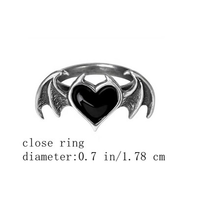 Prsteň s anjelskými démonmi z prírodného kameňa, estetický Y2K nepravidelný dutý krídelný prsteň s kameňom, geometrický vzor, Egirl, párové prstene, šperky