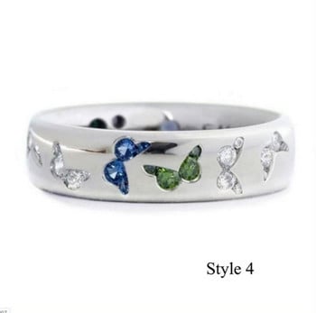 Изящни цветни пръстени с пеперуди за жени Годежен пръстен с кристални кристали Булчински подарък за годишнина от сватба Бижута Anillos
