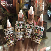 LXOEN šareni, jednostavni, luksuzni zaručnički prsten od cirkona sa srebrnim kristalnim vjenčanim prstenjem za žene, nakit za zabave