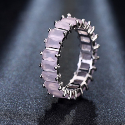 LXOEN šareni, jednostavni, luksuzni zaručnički prsten od cirkona sa srebrnim kristalnim vjenčanim prstenjem za žene, nakit za zabave