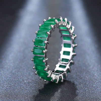 LXOEN šareni, jednostavni, luksuzni zaručnički prsten od cirkona sa srebrnim kristalnim vjenčanim prstenjem za žene, nakit za zabave