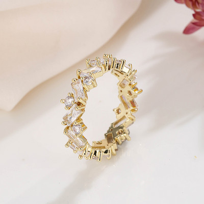 LXOEN šareni, jednostavni, luksuzni zaručnički prsten od cirkona sa srebrnim kristalnim vjenčanim prstenjem za žene, nakit za zabave