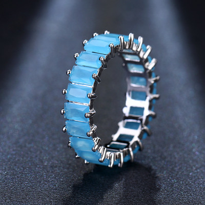 LXOEN šareni, jednostavni, luksuzni zaručnički prsten od cirkona sa srebrnim kristalnim vjenčanim prstenjem za žene, nakit za zabave