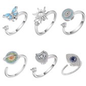 2022-es divat Butterfly Evil Eye forgó gyűrű női haladó forgó szorongásos dekompressziós gyűrű többfunkciós ékszer ajándék