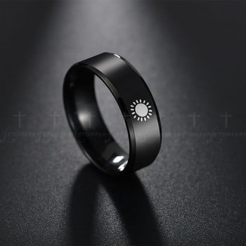 Letdiffery Simple Moon Sun Couple Rings for Lover\'s Черна неръждаема стомана Жени Мъже Сватбен пръстен Подаръци за Свети Валентин
