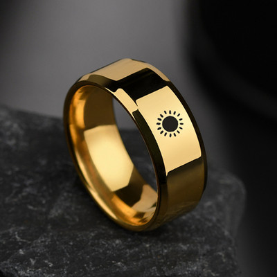 Letdiffery Simple Moon Sun párgyűrűk szerelmeseknek, fekete, rozsdamentes acél női, férfi karikagyűrű Valentin-napi ajándékok