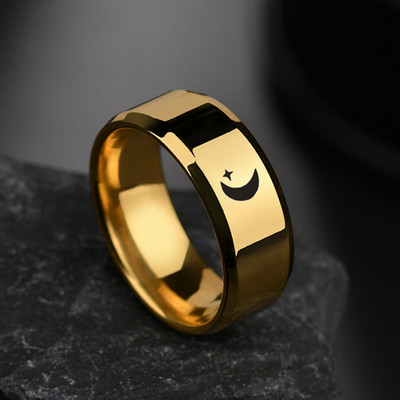 Letdiffery Simple Moon Sun párgyűrűk szerelmeseknek, fekete, rozsdamentes acél női, férfi karikagyűrű Valentin-napi ajándékok