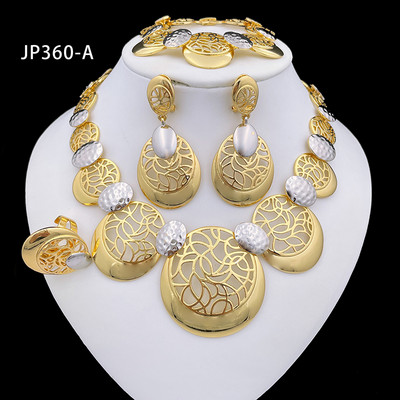 Италиански позлатен комплект бижута Колиета Комплекти обеци за жени ensembles de bijoux africains