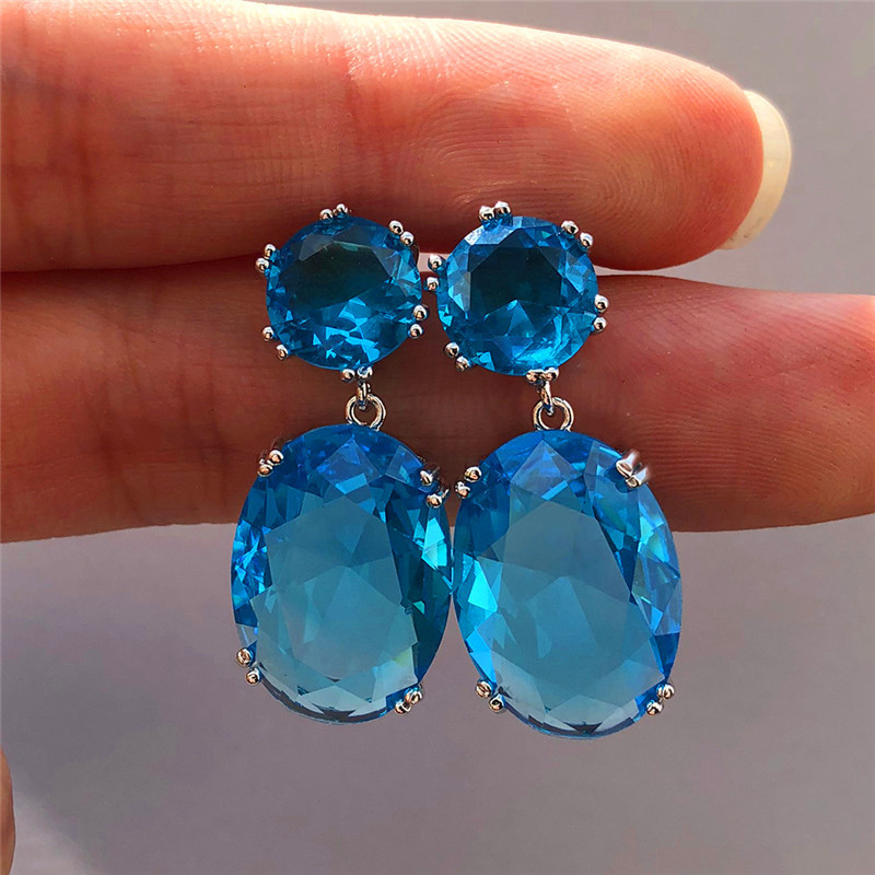 Huitan, simplu, elegant, oval mare, CZ, cercei cu picătură pentru femei, accesorii elegante pentru femei, cercei cu zirconiu strălucitor, bijuterii la modă
