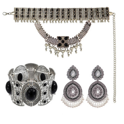 India etnic tribal tradițional monedă ciucuri choker colier brățară cercei pentru femei afgane curcane burta lanțuri set de bijuterii
