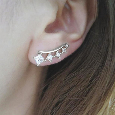 Huitan Jednoduché štýlové náušnice s kubickým zirkónom pre ženy v 3 kovových farbách, denné nosenie, nenápadné jemné dámske šperky