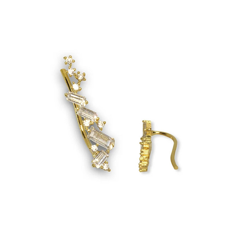 Huitan Cercei simpli, eleganti, cu zirconiu cubic, cu o singură linie, pentru femei, 3 culori metalice, purtați zilnice, bijuterii delicate pentru femei.