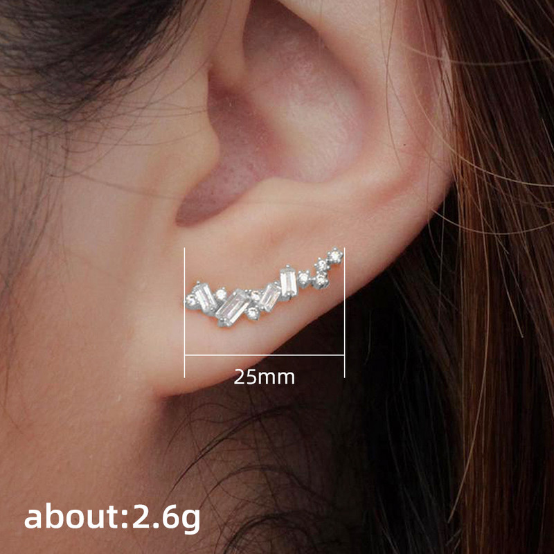 Huitan Cercei simpli, eleganti, cu zirconiu cubic, cu o singură linie, pentru femei, 3 culori metalice, purtați zilnice, bijuterii delicate pentru femei.