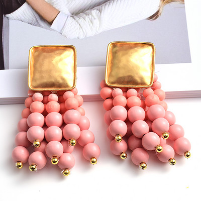 Cercei lungi din lemn, rotund, cu mărgele, picătură, bijuterii de înaltă calitate, la tendință, accesorii pentru femei, comerț cu ridicata