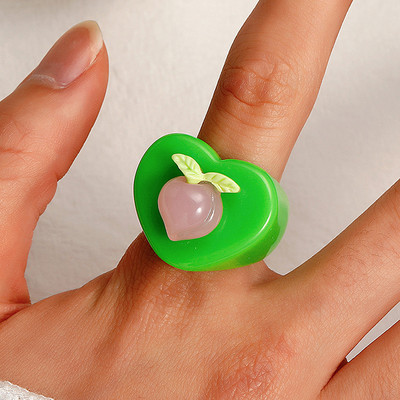 4Pcs/Set Šareno slatko akrilno prstenje za žene Modni prozirni geometrijski smolasti prstenovi za prste Poklon nakita za ženske zabave