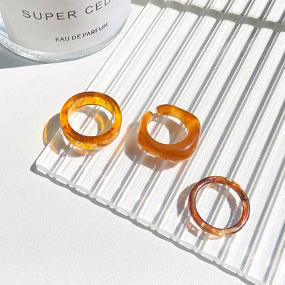 4Pcs/Set Šareno slatko akrilno prstenje za žene Modni prozirni geometrijski smolasti prstenovi za prste Poklon nakita za ženske zabave