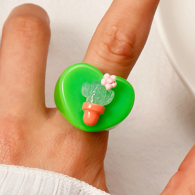 4Pcs/Set Šareno slatko akrilno prstenje za žene Modni prozirni geometrijski smolasti prstenovi za prste Poklon nakita za ženske zabave