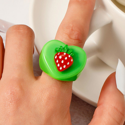 4Pcs/Set Šareno slatko akrilno prstenje za žene Modni prozirni geometrijski smolasti prstenovi za prste Poklon nakita za ženske zabave