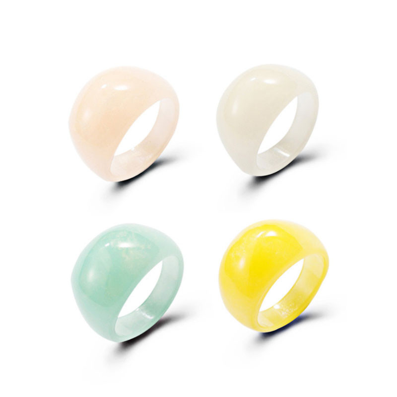 4Pcs/Set Šareno slatko akrilno prstenje za žene Modni prozirni geometrijski smolasti prstenovi za prste Poklon nakita za ženske zabave