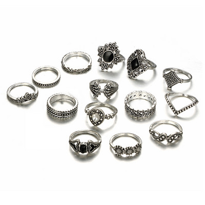 Tocona Vintage Inele Cruce Negru Cristal Piatră Luna Soare Inele Knuckle Seturi pentru Femei Bărbați Inimă Frunză Partide Bijuterii Anillo 14420