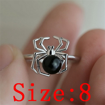 Пънк готически стил паяк пръстен с животни за жени, мъже, симулация на перлен кристал, регулируеми отворени пръстени, забавен подарък за Хелоуин