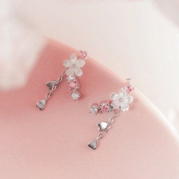 Модни креативни черешови цветове Дизайн на цветя Обеци за жени Романтични елегантни обеци с цветя Парти годежни бижута