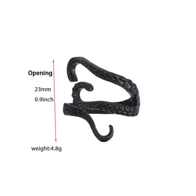 SUCEE mélytengeri tintahal polip gyűrű gótikus punk punk titán acélötvözet nyitott, állítható Wen gyűrű női ékszer nagykereskedés v