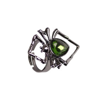 Хип-хоп пънк паяк пръстени с животни от насекоми за жени, мъже, креативен черен паяк, инкрустиран кристален пръстен, готически бижута, подарък за Хелоуин