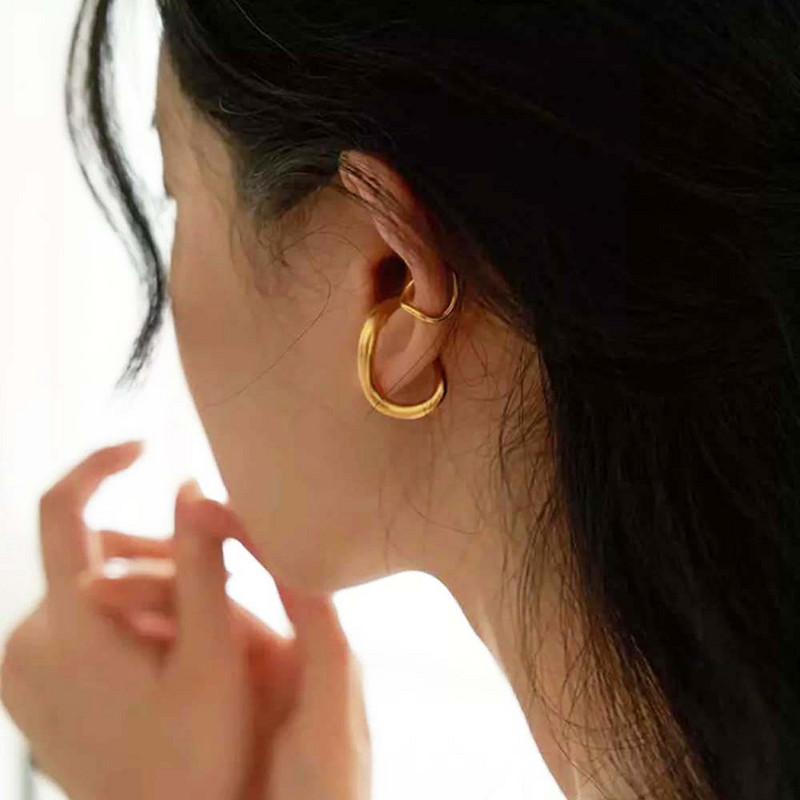 Clip pentru ureche la modă franceză, auriu, argintiu, metal, geometric, neregulat, pentru ureche, accesorii de bijuterii de modă pentru femei