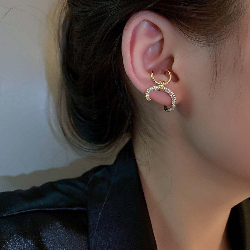 Clip pentru ureche la modă franceză, auriu, argintiu, metal, geometric, neregulat, pentru ureche, accesorii de bijuterii de modă pentru femei