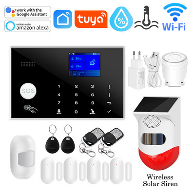 Tuya WIFI GSM domáci bezpečnostný alarm systém podporuje sieťovú teplotu a vlhkosť inteligentný domáci bezpečnostný alarm pre Alexa Google