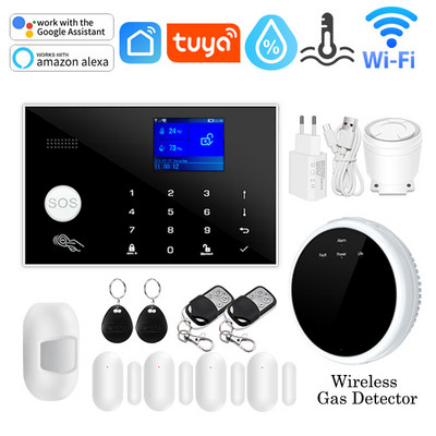 Tuya WIFI GSM domáci bezpečnostný alarm systém podporuje sieťovú teplotu a vlhkosť inteligentný domáci bezpečnostný alarm pre Alexa Google