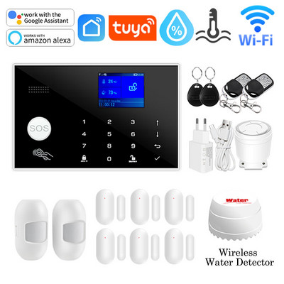 Tuya WIFI GSM domáci bezpečnostný alarm systém podporuje sieťovú teplotu a vlhkosť inteligentný domáci bezpečnostný alarm pre Alexa Google