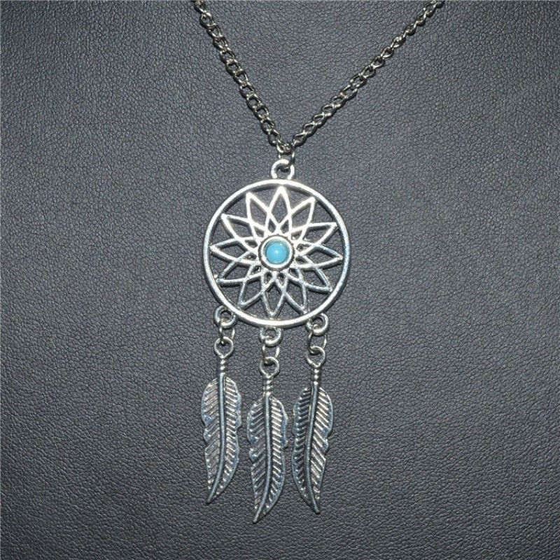 Modni privjesak u boemskom stilu, hvatač snova, naušnice, ogrlica s perjem, set nakita za žene, slatki poklon