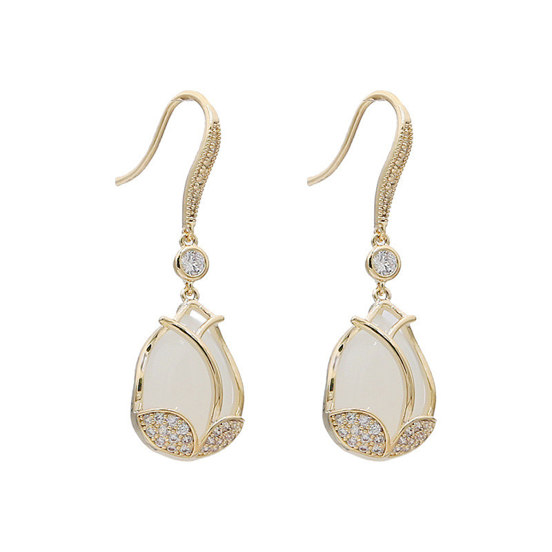 Luksuzne ženske umetnute cirkonske cvjetne naušnice s kukicama za uho Temperamentne ženske naušnice za vjenčanje mladenke Nakit Pokloni