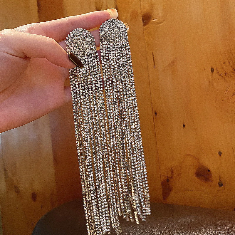 XIALUOKE Cercei cu picătură de cristal cu ciucuri lungi din Boemia pentru femei, cercei mari cu personalitate hiperbolă vintage, bijuterii de petrecere