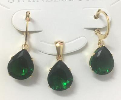 LUXUKISSKIDS Модни луксозни огърлици от неръждаема стомана с форма на капка вода Комплекти обеци за дами Индийски сватбени комплекти бижута