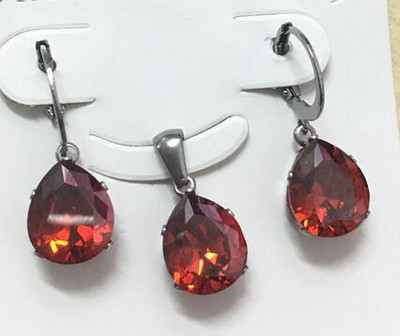 LUXUKISSKIDS Модни луксозни огърлици от неръждаема стомана с форма на капка вода Комплекти обеци за дами Индийски сватбени комплекти бижута