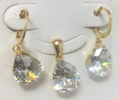 LUXUKISSKIDS Модни луксозни огърлици от неръждаема стомана с форма на капка вода Комплекти обеци за дами Индийски сватбени комплекти бижута