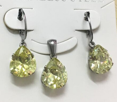 LUXUKISSKIDS Модни луксозни огърлици от неръждаема стомана с форма на капка вода Комплекти обеци за дами Индийски сватбени комплекти бижута