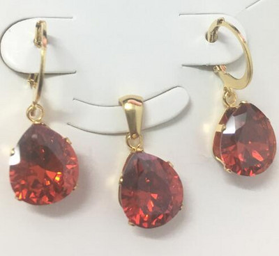 LUXUKISSKIDS Модни луксозни огърлици от неръждаема стомана с форма на капка вода Комплекти обеци за дами Индийски сватбени комплекти бижута