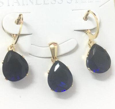 LUXUKISSKIDS Модни луксозни огърлици от неръждаема стомана с форма на капка вода Комплекти обеци за дами Индийски сватбени комплекти бижута