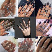 32 stila boemski retro kristalni cvijet slon šuplji lotos dragulj set prstenova ženski dar za godišnjicu vjenčanja