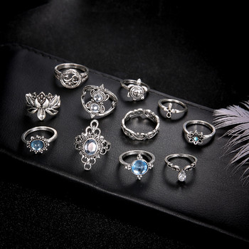 32 стила бохемски ретро кристал цвете слон кух лотос комплект пръстени със скъпоценни камъни дамски подарък за годишнина от сватба