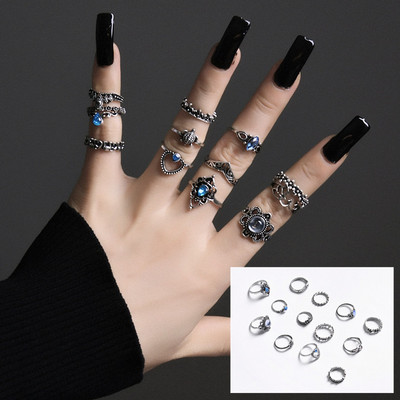 32 stila boemski retro kristalni cvijet slon šuplji lotos dragulj set prstenova ženski dar za godišnjicu vjenčanja