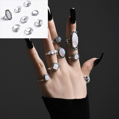 32 stila boemski retro kristalni cvijet slon šuplji lotos dragulj set prstenova ženski dar za godišnjicu vjenčanja