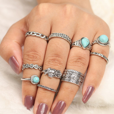 32 stila boemski retro kristalni cvijet slon šuplji lotos dragulj set prstenova ženski dar za godišnjicu vjenčanja