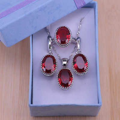 Originálne strieborné šperky s oválnym príveskom, náušnice a prstene, pekný kubický zirkón pre ženy, svadobné...