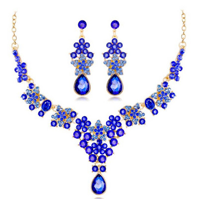 Πολυτελή μωβ Crystal Star Rhinestone σετ νυφικών κοσμημάτων για γυναίκες Σκουλαρίκια κολιέ νύφης Σετ κοσμημάτων γάμου μόδας