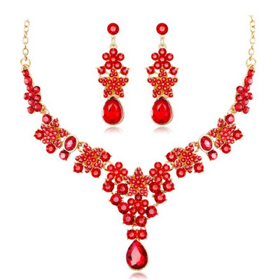 Πολυτελή μωβ Crystal Star Rhinestone σετ νυφικών κοσμημάτων για γυναίκες Σκουλαρίκια κολιέ νύφης Σετ κοσμημάτων γάμου μόδας